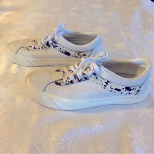 Van Ultracrush Sneakers White Leather & Animal Print Calf Hair Sz 9.5 Gorgeous
